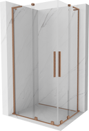 Mexen Velar L Duo sliding shower enclosure 90 x 80 cm, transparent, brushed copper - 871-090-080-02-03-65