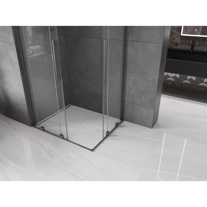 Mexen Velar L Duo sliding shower cabin 90 x 80 cm, transparent, gun gray brushed - 871-090-080-02-03-66