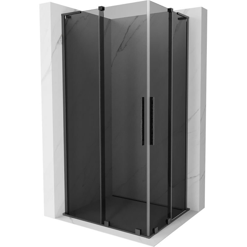 Mexen Velar L Duo Sliding Shower Cabin 90 x 80 cm, Graphite, Brushed Gun Gray - 871-090-080-02-43-66