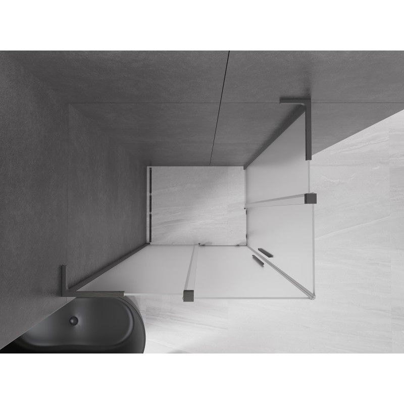 Mexen Velar L Duo sliding shower enclosure 90 x 80 cm, frosted, brushed gun gray - 871-090-080-02-33-66