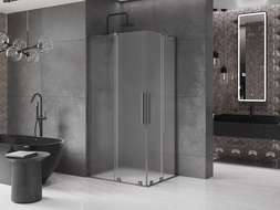 Mexen Velar L Duo sliding shower cabin 100 x 90 cm, frost, brushed gun gray - 871-100-090-02-33-66