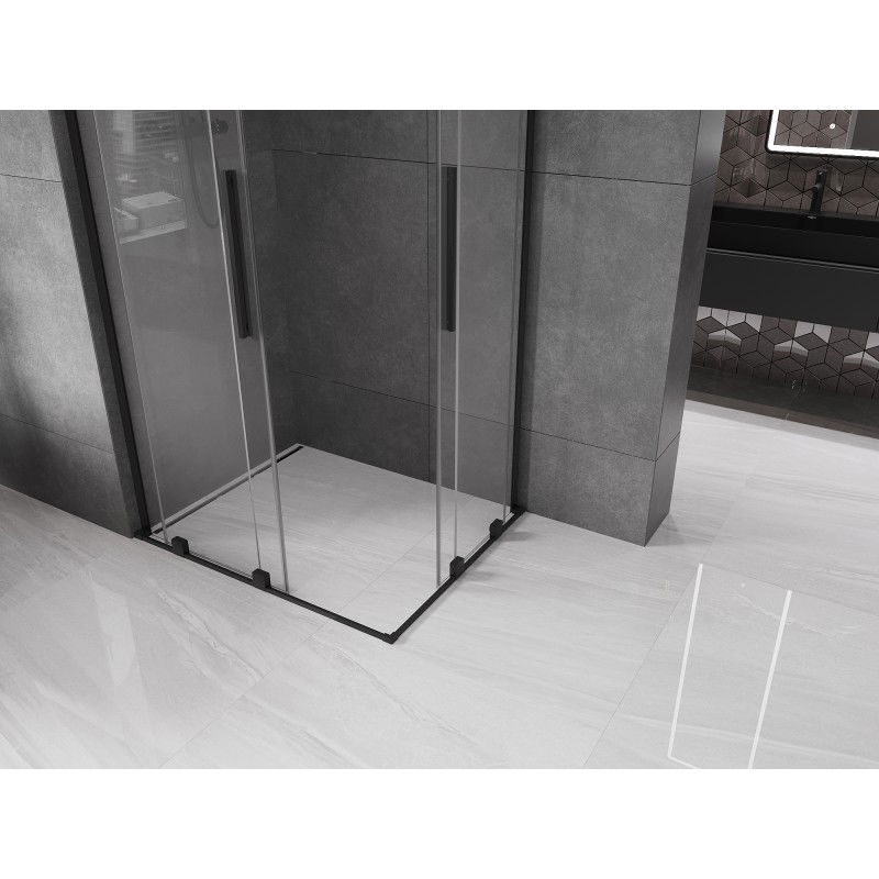 Mexen Velar L Duo sliding shower cabin 90 x 80 cm, transparent, black - 871-090-080-02-03-70