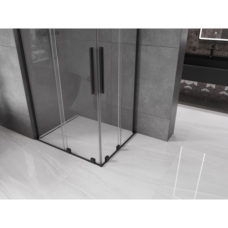 Mexen Velar L Duo sliding shower cabin 90 x 80 cm, transparent, black - 871-090-080-02-03-70
