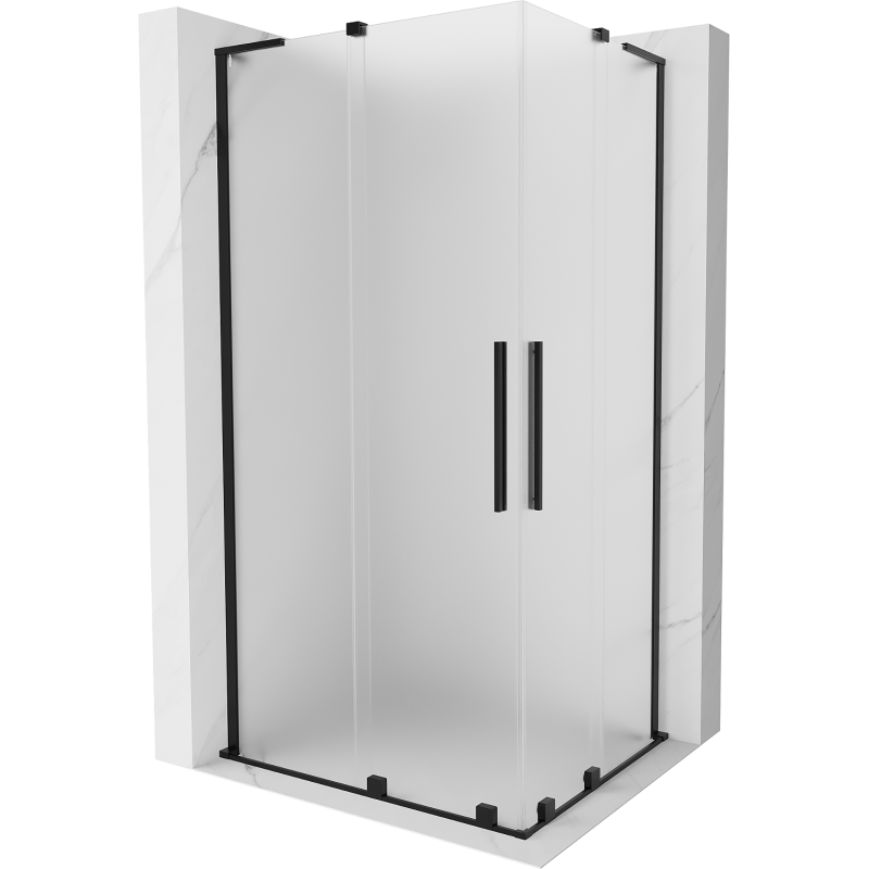 Mexen Velar L Duo Sliding Shower Enclosure 90 x 80 cm, Frosted, Black - 871-090-080-02-33-70