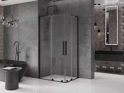 Mexen Velar L Duo sliding shower cabin 100 x 90 cm, transparent, black - 871-100-090-02-03-70