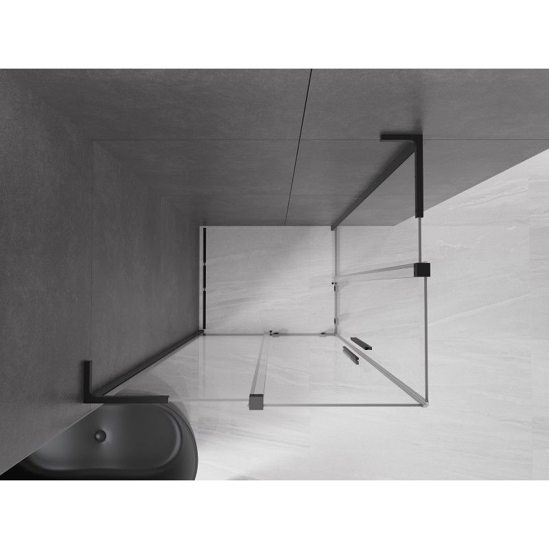 Mexen Velar L Duo sliding shower cabin 90 x 80 cm, transparent, black - 871-090-080-02-03-70