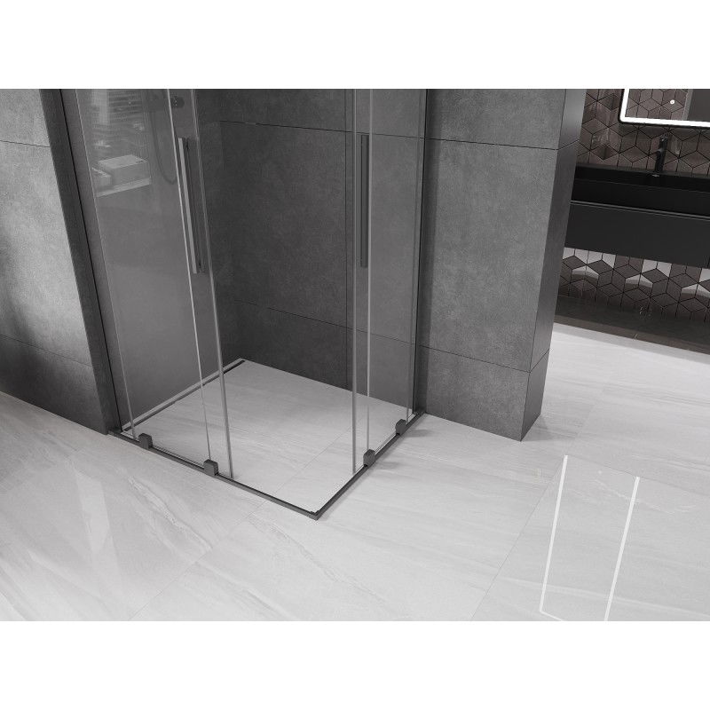 Mexen Velar L Duo sliding shower cabin 100 x 90 cm, transparent, gun metal - 871-100-090-02-03-95
