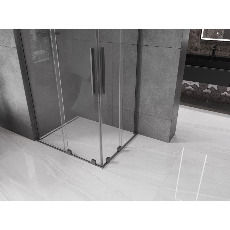 Mexen Velar L Duo sliding shower cabin 100 x 90 cm, transparent, gun metal - 871-100-090-02-03-95