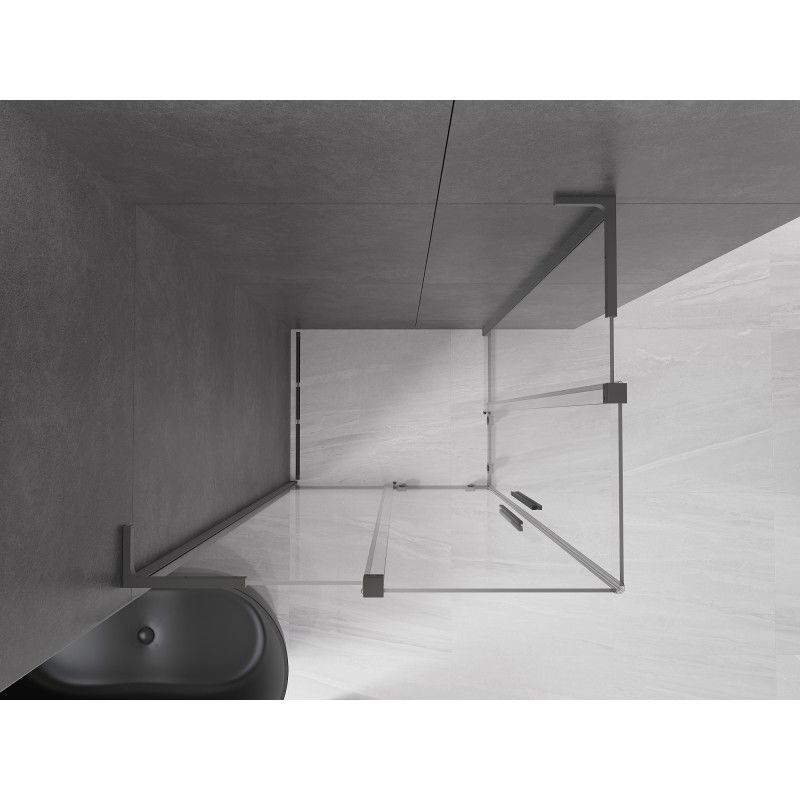 Mexen Velar L Duo sliding shower enclosure 90 x 80 cm, transparent, gun metal - 871-090-080-02-03-95