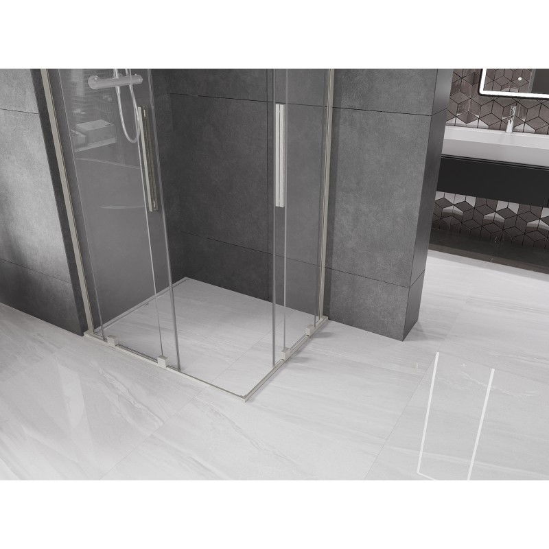Mexen Velar L Duo sliding shower enclosure 90 x 80 cm, transparent, brushed nickel - 871-090-080-02-03-97