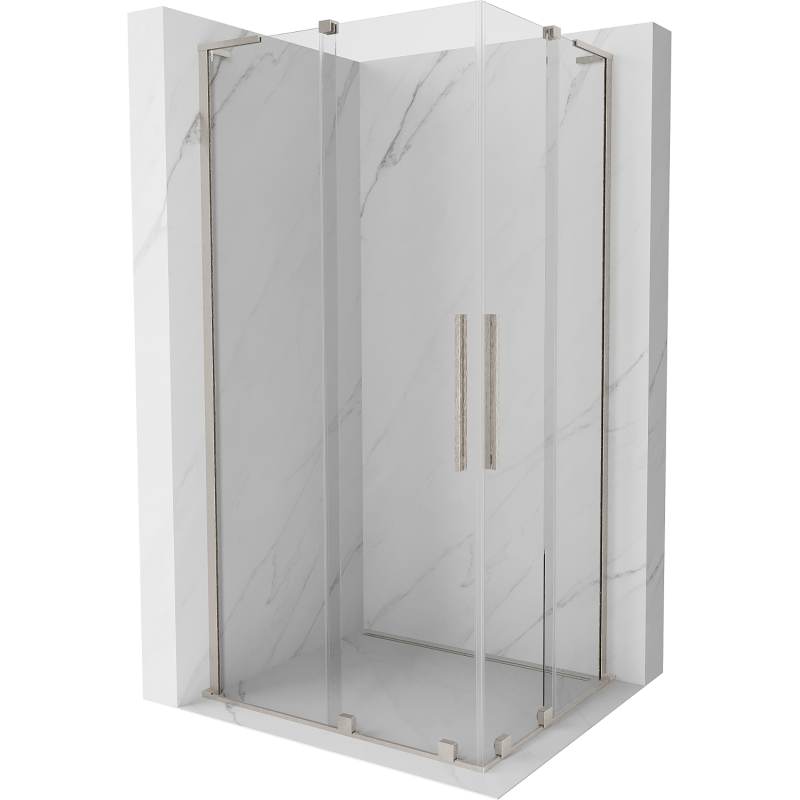 Mexen Velar L Duo sliding shower enclosure 100 x 90 cm, transparent, brushed nickel - 871-100-090-02-03-97
