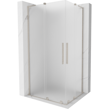 Mexen Velar L Duo sliding shower cabin 100 x 90 cm, frost, brushed nickel - 871-100-090-02-33-97