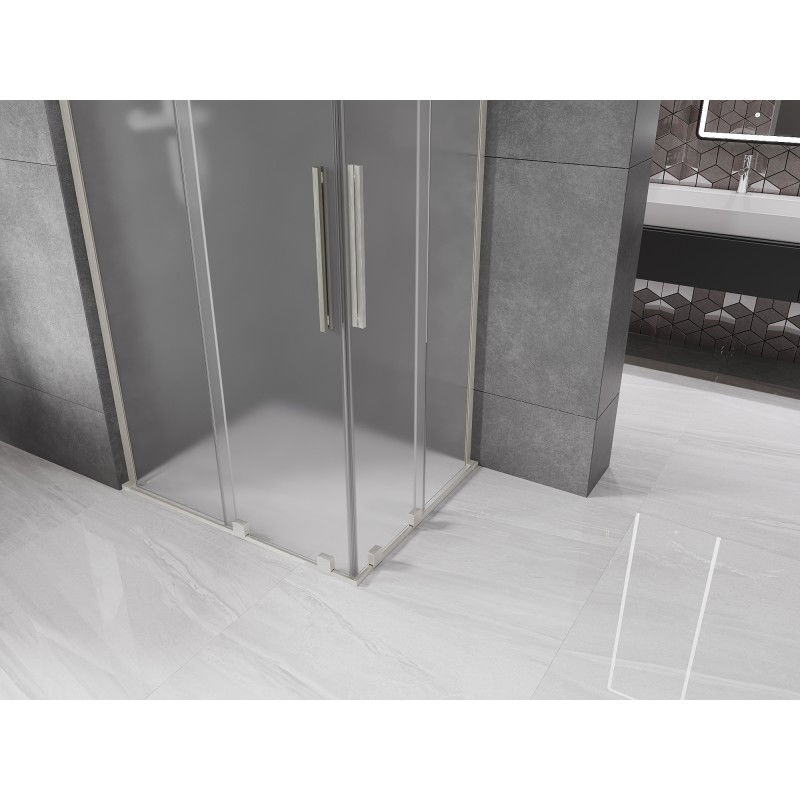 Mexen Velar L Duo sliding shower cabin 90 x 80 cm, frost, brushed nickel - 871-090-080-02-33-97