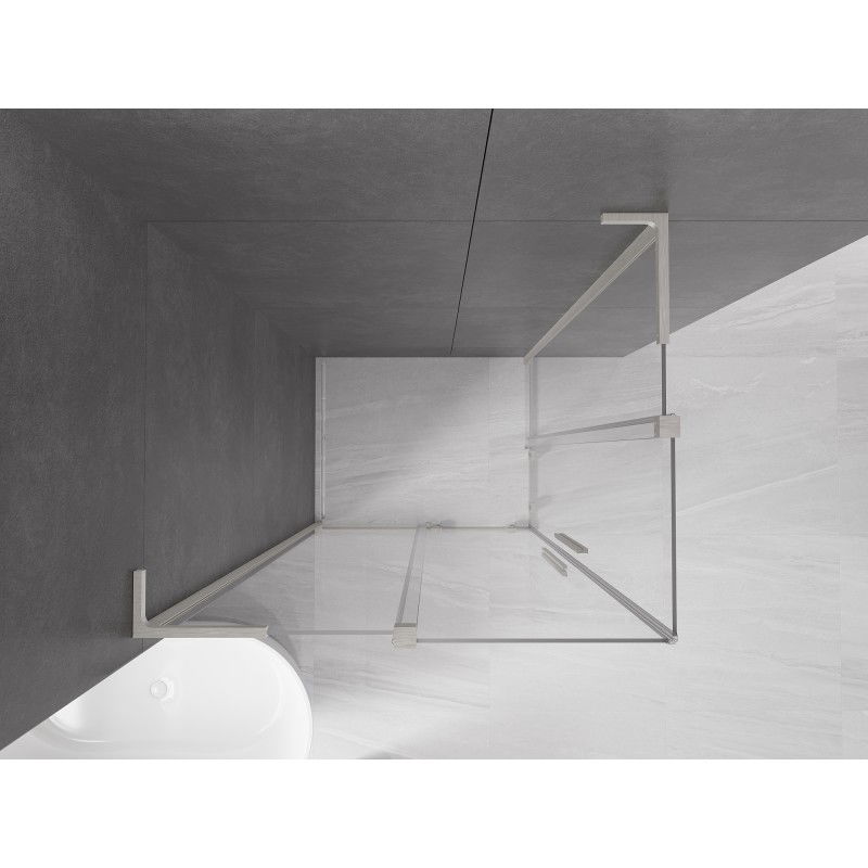 Mexen Velar L Duo sliding shower enclosure 90 x 80 cm, transparent, brushed nickel - 871-090-080-02-03-97