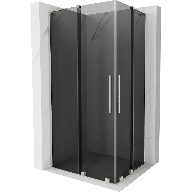 Mexen Velar L Duo sliding shower enclosure 90 x 80 cm, graphite, brushed nickel - 871-090-080-02-43-97
