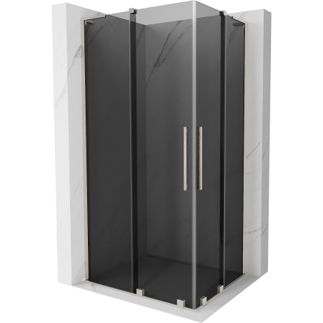 Mexen Velar L Duo sliding shower cabin 90 x 80 cm, graphite, brushed nickel - 871-090-080-02-43-97