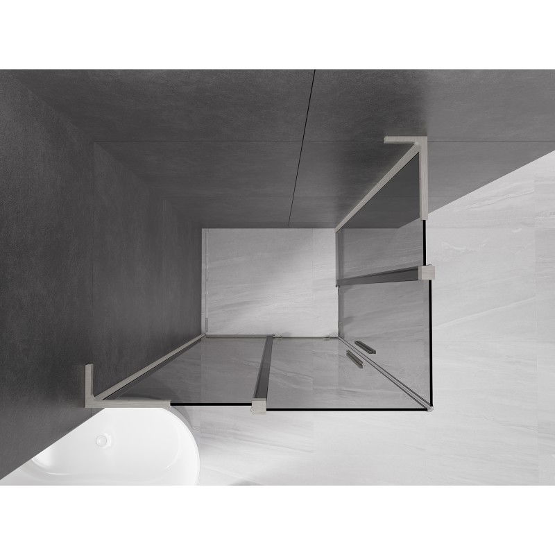 Mexen Velar L Duo sliding shower enclosure 90 x 80 cm, graphite, brushed nickel - 871-090-080-02-43-97