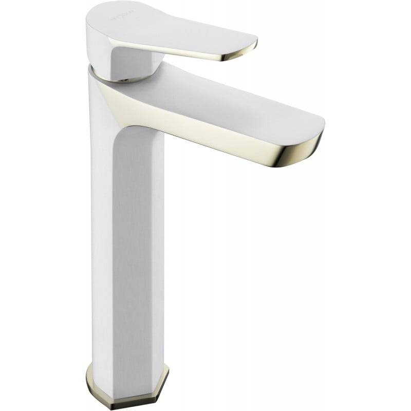 Mexen Lerma high washbasin mixer tap, White/Gold - 74310-25