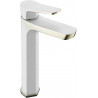 Mexen Lerma high washbasin faucet, white/gold - 74310-25