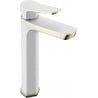Mexen Lerma high washbasin mixer tap, White/Gold - 74310-25