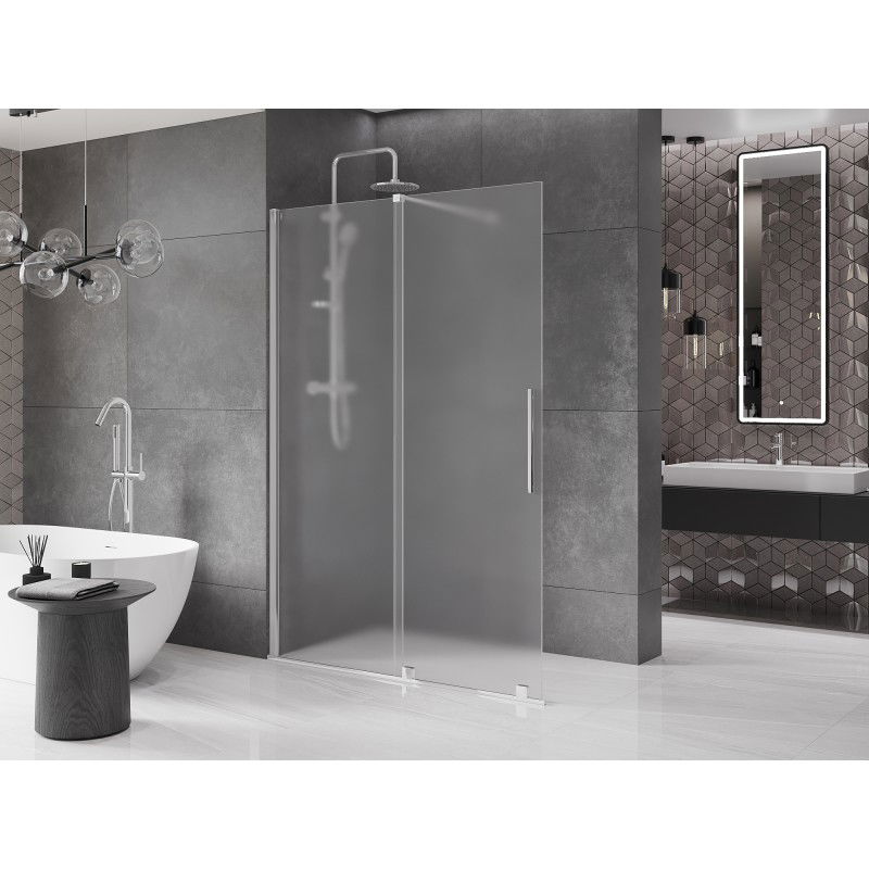 Mexen Velar sliding shower wall Walk-in 130 x 200 cm, frost 8 mm, chrome - 871-130-000-33-01