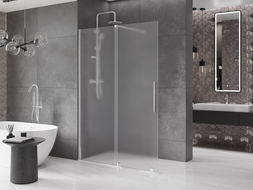 Mexen Velar sliding shower wall Walk-in 160 x 200 cm, frost 8 mm, chrome - 871-160-000-33-01
