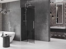 Mexen Velar Walk-in Sliding Shower Wall 80 x 200 cm, Graphite 8 mm, Chrome - 871-080-000-43-01