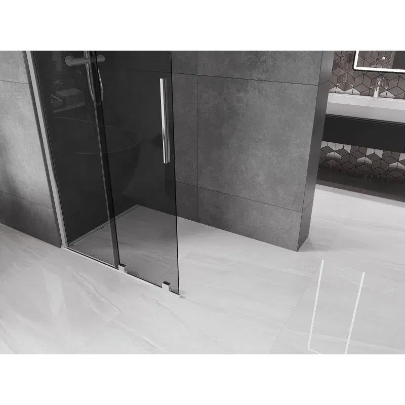 Mexen Velar Walk-in Sliding Shower Wall 80 x 200 cm, Graphite 8 mm, Chrome - 871-080-000-43-01