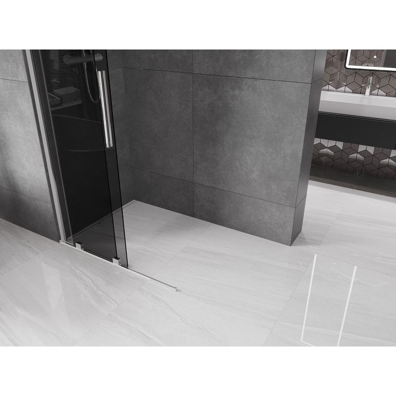 Mexen Velar sliding Walk-in shower wall 85 x 200 cm, graphite 8 mm, chrome - 871-085-000-43-01