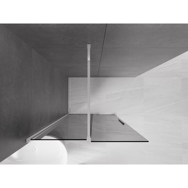 Mexen Velar sliding Walk-in shower wall 85 x 200 cm, graphite 8 mm, chrome - 871-085-000-43-01
