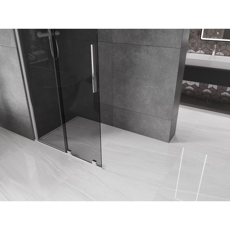 Mexen Velar sliding Walk-in shower wall 85 x 200 cm, graphite 8 mm, chrome - 871-085-000-43-01