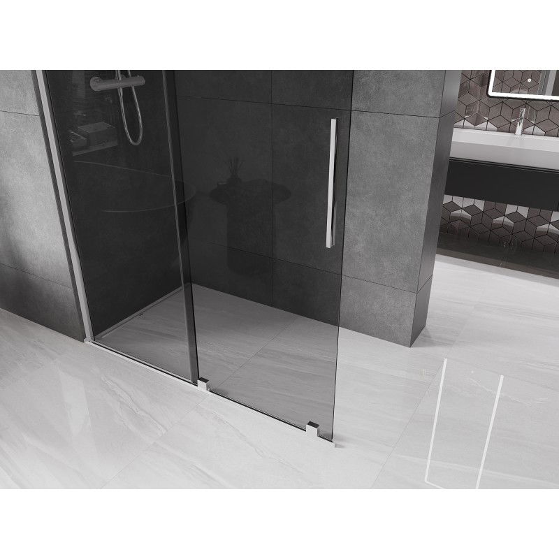 Mexen Velar sliding shower wall Walk-in 140 x 200 cm, graphite 8 mm, chrome - 871-140-000-43-01