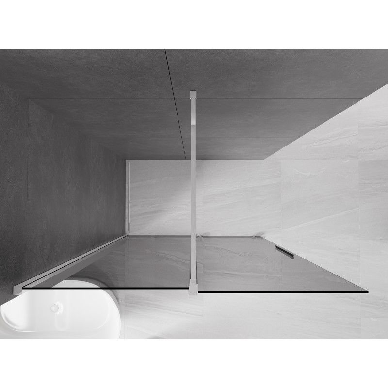 Mexen Velar Sliding Walk-in Shower Wall 160 x 200 cm, Graphite 8 mm, Chrome - 871-160-000-43-01
