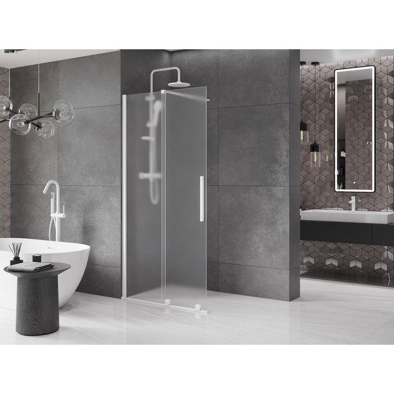 Mexen Velar sliding shower wall Walk-in 90 x 200 cm, frost 8 mm, white - 871-090-000-33-20