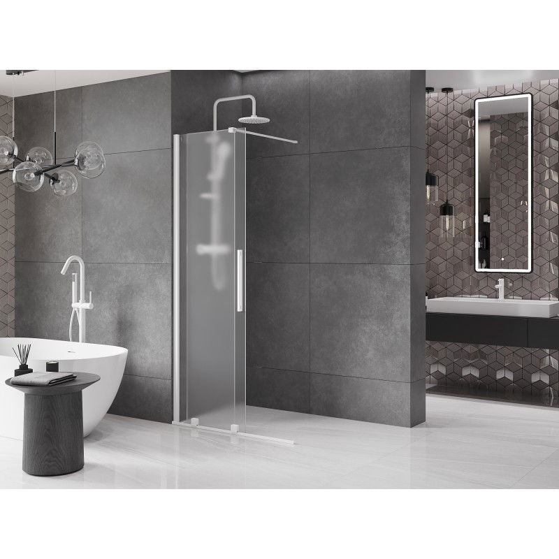 Mexen Velar sliding shower wall Walk-in 120 x 200 cm, frost 8 mm, white - 871-120-000-33-20