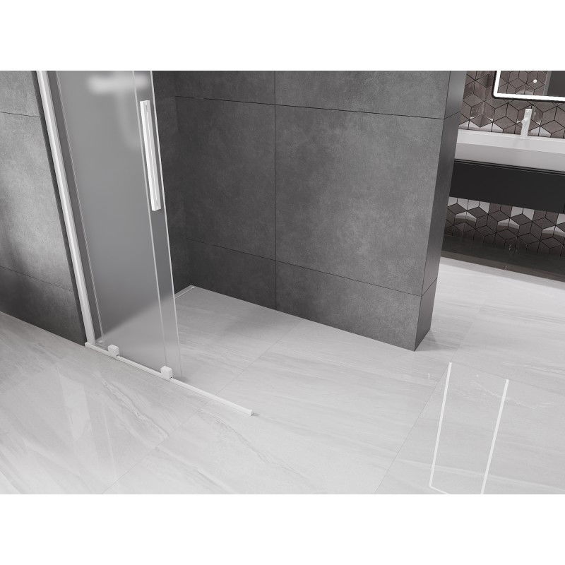 Mexen Velar sliding shower screen Walk-in 110 x 200 cm, frost 8 mm, white - 871-110-000-33-20