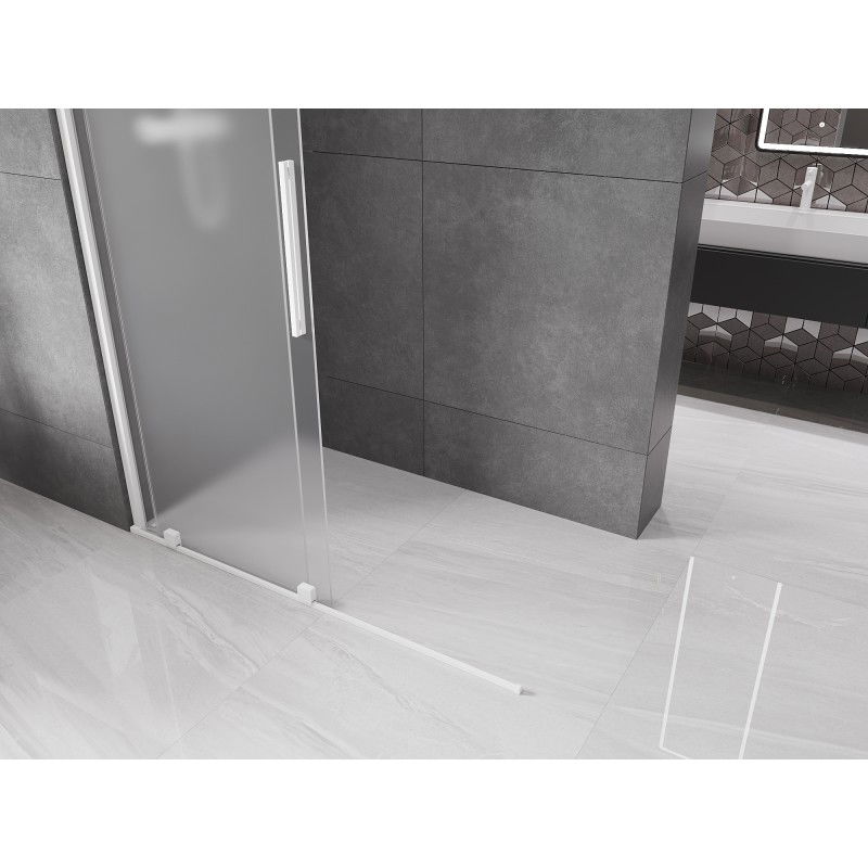 Mexen Velar sliding shower wall Walk-in 160 x 200 cm, frost 8 mm, white - 871-160-000-33-20