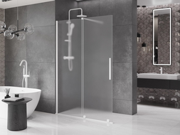 Mexen Velar sliding shower wall Walk-in 150 x 200 cm, frost 8 mm, white - 871-150-000-33-20