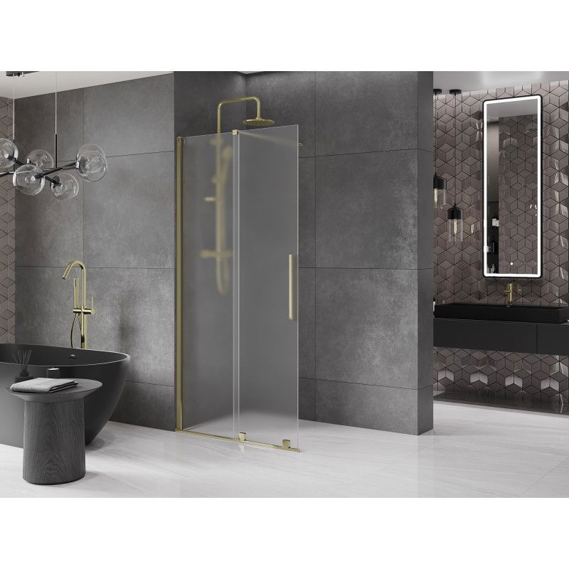 Mexen Velar sliding shower wall Walk-in 110 x 200 cm, frost 8 mm, gold - 871-110-000-33-50