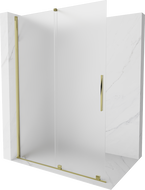 Mexen Velar sliding walk-in shower wall 140 x 200 cm, frost 8 mm, gold - 871-140-000-33-50