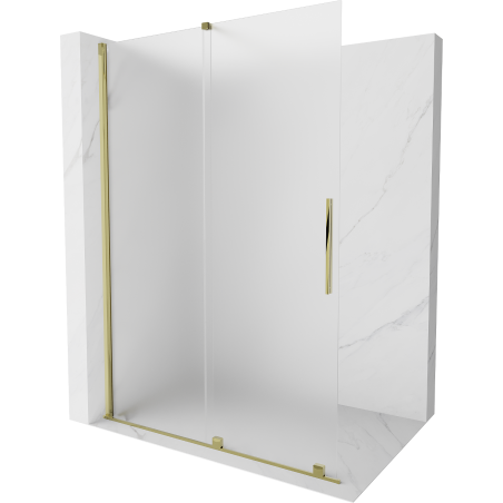 Mexen Velar Walk-in Shower Wall, Extendable 150 x 200 cm, Frosted 8 mm, Gold - 871-150-000-33-50