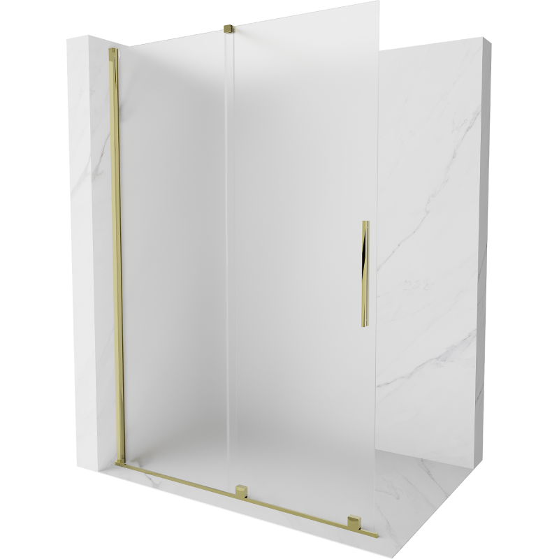 Mexen Velar Walk-in Shower Wall 160 x 200 cm, Frosted 8 mm, Gold - 871-160-000-33-50