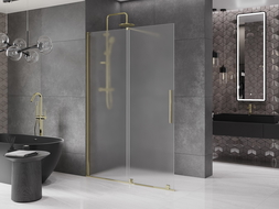 Mexen Velar sliding shower wall Walk-in 160 x 200 cm, frost 8 mm, gold - 871-160-000-33-50