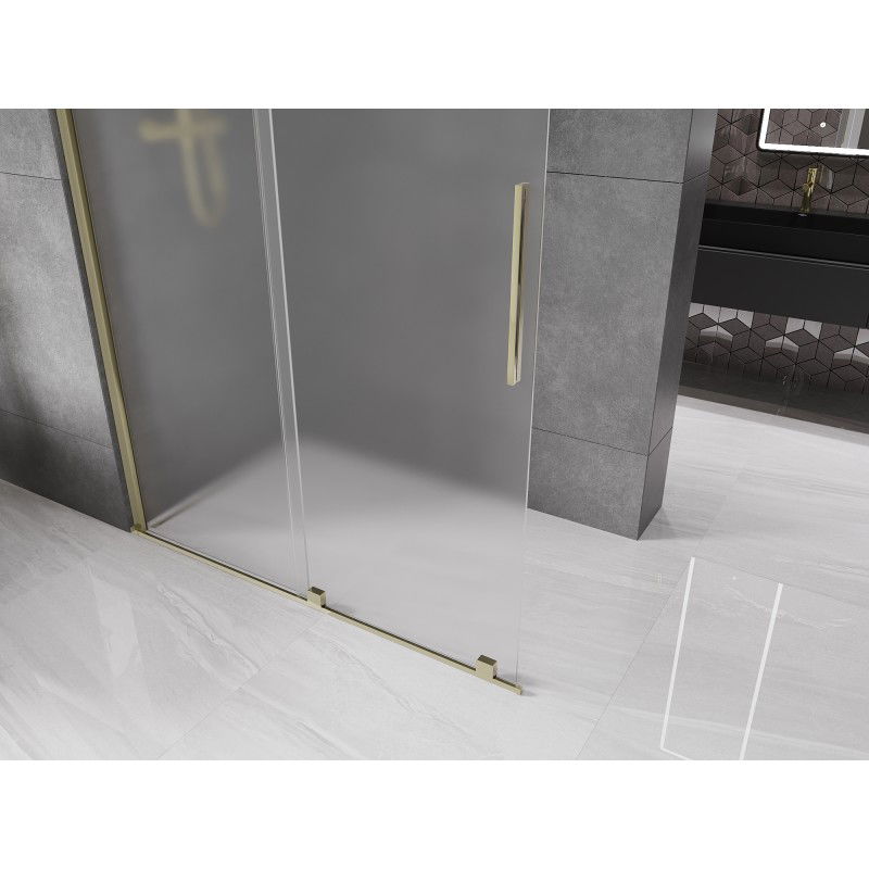 Mexen Velar sliding shower wall Walk-in 160 x 200 cm, frost 8 mm, gold - 871-160-000-33-50