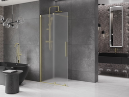 Mexen Velar sliding shower wall Walk-in 70 x 200 cm, frost 8 mm, brushed gold - 871-070-000-33-55