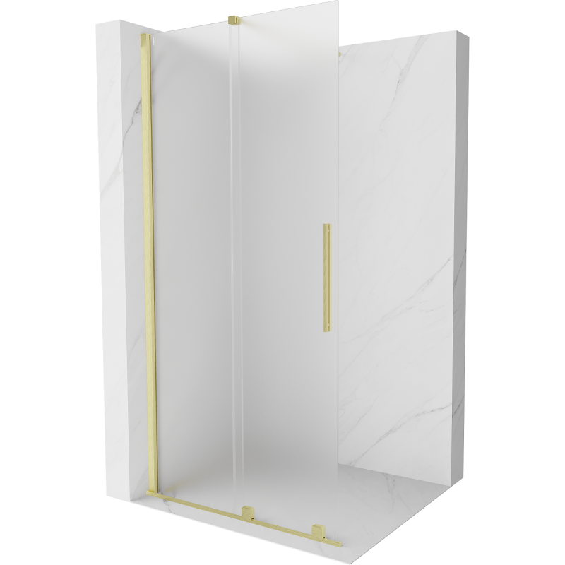 Mexen Velar sliding walk-in shower wall 90 x 200 cm, frosted 8 mm, brushed gold - 871-090-000-33-55