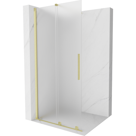 Mexen Velar sliding walk-in shower wall 90 x 200 cm, frosted 8 mm, brushed gold - 871-090-000-33-55