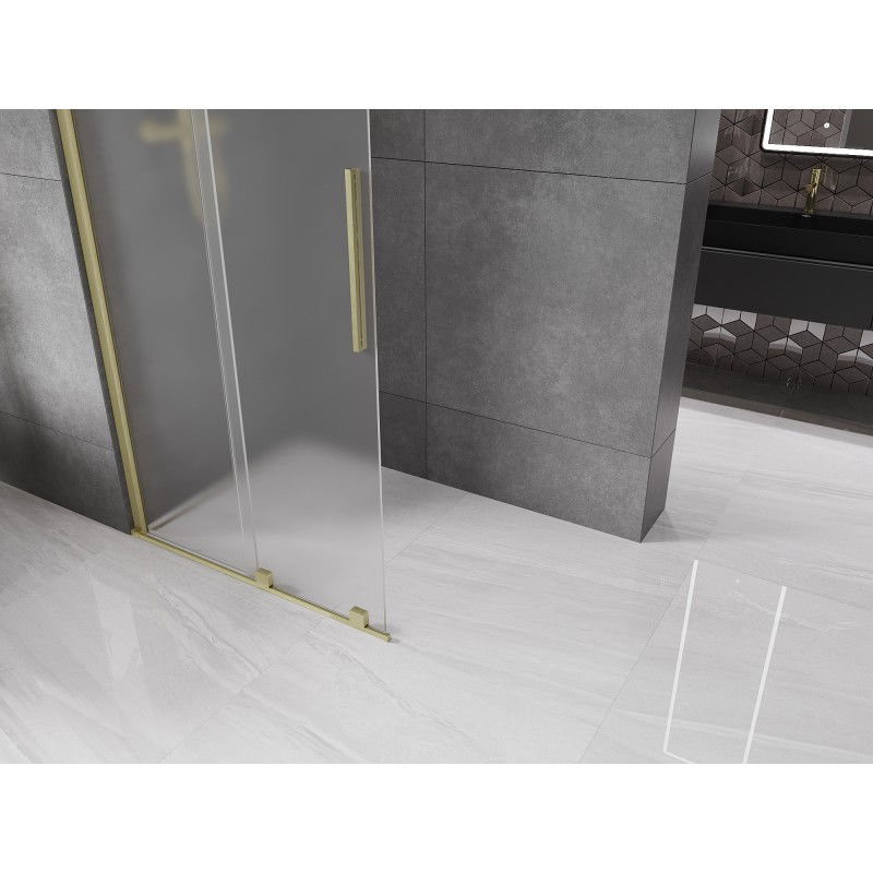 Mexen Velar sliding shower wall Walk-in 80 x 200 cm, frost 8 mm, gold brushed - 871-080-000-33-55
