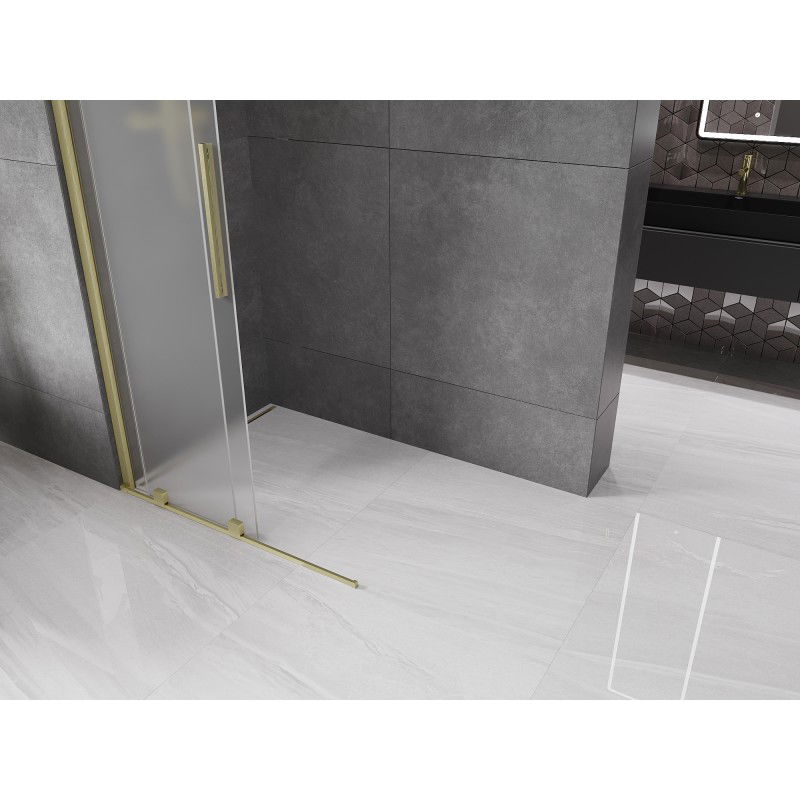 Mexen Velar sliding shower wall Walk-in 80 x 200 cm, frost 8 mm, gold brushed - 871-080-000-33-55