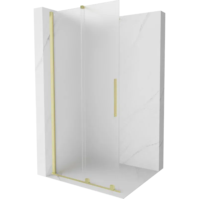 Mexen Velar Sliding Shower Wall Walk-in 100 x 200 cm, Frosted 8 mm, Brushed Gold - 871-100-000-33-55